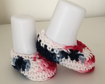 Tie Dye Baby Slippers: Crochet Cotton Ballet Flats, Newborn Size Only