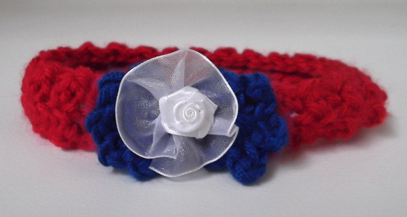 USA.... White and Blue Headband 0 up to 3 Month Size....Military Baby....Red Patriotic Headband....