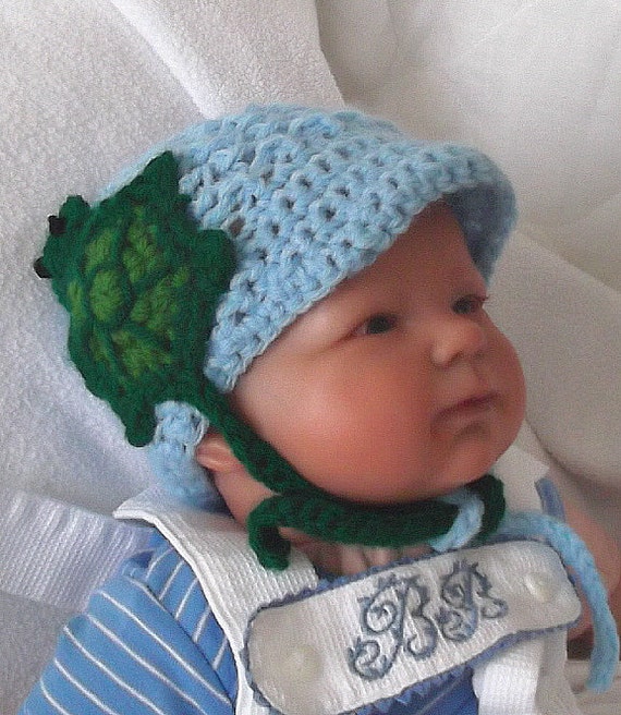 Items similar to Adorable....Pastel Blue,,,,, Turtle Hat for Newborns