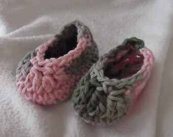 Newborn Girl Camo Slipper: Pink Tie Dye Crochet Baby Ballet Flat