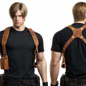 Genuine Leather Leon Kennedy Holster: Resident Evil RE4 Colt 1911 Cosplay Leather Gun Holster belt cosplay. Holster