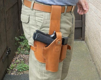 Funda para Colt 1911, funda original para pierna con cargador, funda ajustable para muslo con clip.