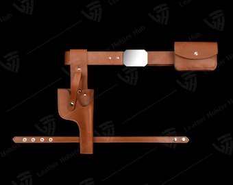 DL44 Han Solo Genuine Leather Holster Belt – Star Wars Cosplay Costume Smuggler Blaster Holster, Movie Replica Belt for Fans