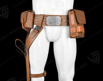 Axe Woves Mandalorian-inspirerat läderbälte med hölster och påsar