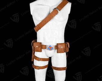 Réplica de funda para cinturón de Taskmaster, conjunto de equipo de cuero hecho a mano para cosplay