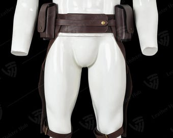 Cinturón de disfraz de Boba Fett, de cuero genuino, con bolsillos y fundas multiusos. Cinturón de cazarrecompensas de Star Wars, hecho a mano.