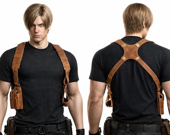 Genuine Leather Leon Kennedy Holster: Resident Evil RE4 Colt 1911 Cosplay Leather Gun Holster belt