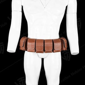 Boba Fett Leather Ammo Belt - 8 Pouch Star Wars Mandalorian Costume Prop