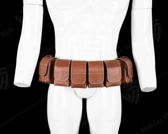 Cinturón de munición de cuero Boba Fett - Accesorio de disfraz mandaloriano de Star Wars con 8 bolsas