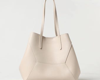 Large Vegan Leather Tote Bag, Shoulder Strap, Everyday Handbag