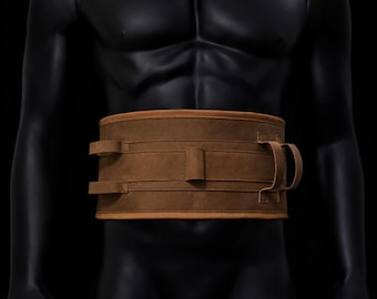 Handcrafted Leather Waist Belt  Inspired by Mandalorian Armorer Leather Cosplay Waist Belt