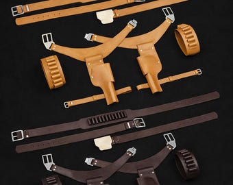 Funda doble para pistola Cad Bane, cinturón de cuero para pistola, inspirado en Sabine Wren y Solo.