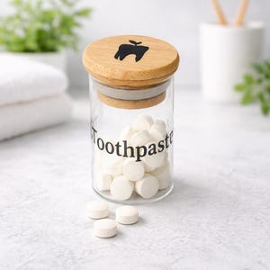 Natural Toothpaste Tablets (30 Count) | Reusable Glass Jar with Bamboo Lid