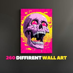 Skull & Skeleton Art Prints: Halloween Horror, Gamer Room Decor (Digital Download)