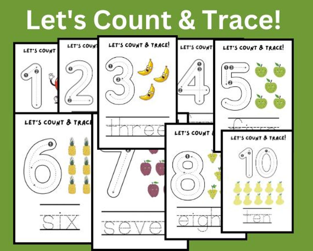 Numbers 1-10 Tracing Worksheets, Practice Worksheets, Kids Number ...