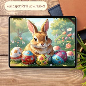 Fondo de pantalla de conejo de Pascua en tonos pastel para iPad y Samsung Galaxy Tab