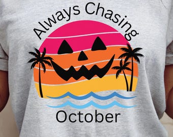 Summerween Sunset Tshirt, Summer Halloween Shirt, Spooky Summer Shirt, Halloween Lovers Tee, Spooky Beach Summer Gift, Cute Summerween Gift
