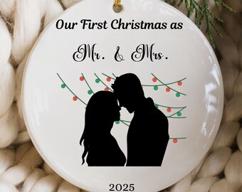 Personalised First Christmas as Mr & Mrs Bauble, First Christmas Married Ornament, Wedding Newlywed Gift, Personalized Christmas Keepsake