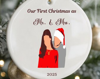 Personalised First Christmas as Mr & Mrs Bauble, First Christmas Married Ornament, Wedding Newlywed Gift, Personalized Christmas Keepsake