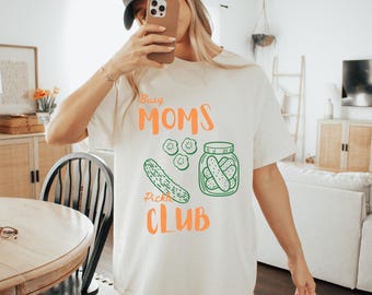 T-shirt mariné : coton teint en pièce, Busy Moms Club