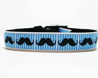 mustache dog collar