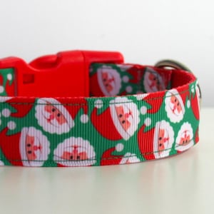 Christmas Santa Dog Collar or Matching Lead Leash Seat Belt 3/4&quot; or 1&quot; width