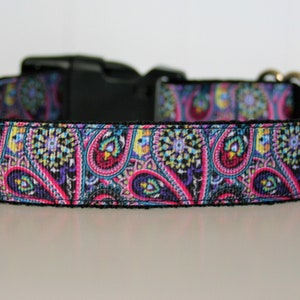 Paisley Dog Collar or Matching Lead Leash Seat Belt 3/4&quot; or 1&quot; width