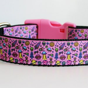 Rosa UFO Alien Space Hundehalsband oder Passender Leine Sicherheitsgurt 3/4 &quot;oder 1&quot; breite