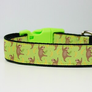 Sloth Banana Dog Collar or Matching Lead Leash Seat Belt 3/4&quot; or 1&quot; width