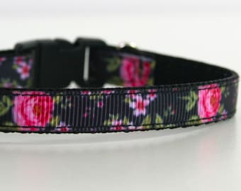 Breakaway Black Rose Cat Collar