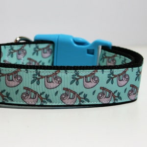 Sloth Dog Collar or Matching Lead Leash Seat Belt 3/4&quot; or 1&quot; width