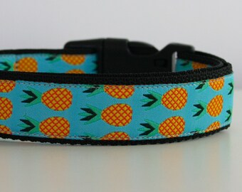 Ananas Jacquard Hundehalsband oder Passender Führleine und Sicherheitsgurt 2,5cm oder 2,5cm Breite