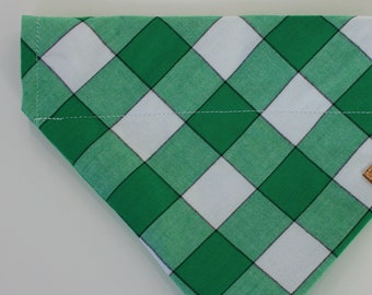 Green Check Dog Bandana