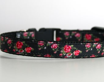 Breakaway Black Rose Cat Collar