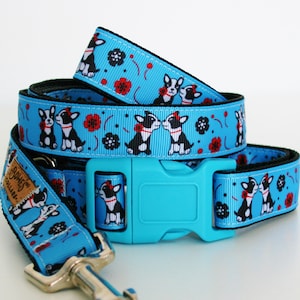 Blue Dogs Dog Collar or Matching Lead Leash Seat Belt 3/4&quot; or 1&quot; width