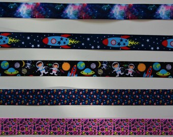 Lanyard or Key Fob Galaxy Space Stars Alien UFO Ribbon Lanyard Keychain ID Holder Whistle Badge Secret Santa