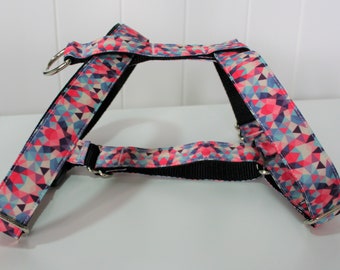 Pink Geometric Dog Harness