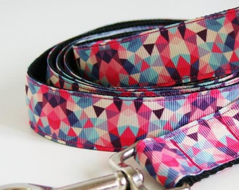 Pink Geometric Dog Lead