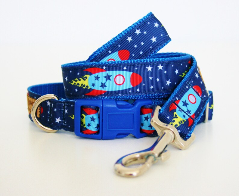 Rocket Spaceship Dog Collar or Matching Lead Leash Seat Belt Etsy UK