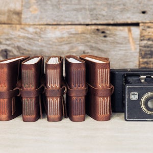 Leather photo album for small square Instagram prints. Pick your own leather and thread colors. READY TO SHIP image 1