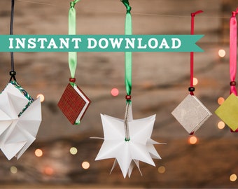 Make your own star-shaped Christmas ornament book: Bookbinding directions instant download (includes video tutorial)