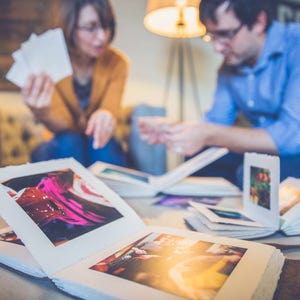 Leather photo album for small square Instagram prints. Pick your own leather and thread colors. READY TO SHIP image 4