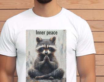 Meditating Raccoon Unisex T-shirt, T-shirt with Inspirational Print, Yoga T-shirt, T-shirt with Cute Animal
