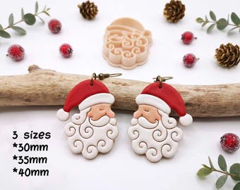 Santa Claus Clay Earring Cutter, Christmas Polymer Clay Jewelry Making (Digital STL File)