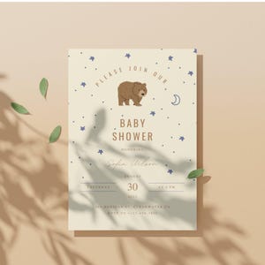 Convite para chá de bebê, Urso, Modelo, Convite para chá de bebê, Gênero neutro, moderno simplista