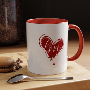 Romantic Love Coffee Mug | Cute Gift for Couples, Heart Design Coffee Cup, Valentine&#39;s Day, Love Quote Mug, Cozy Home Decor