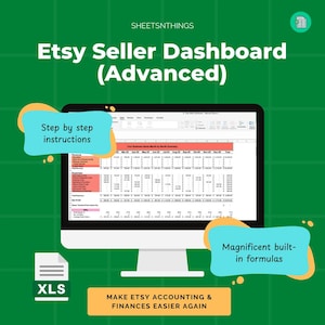 Etsy Seller Dashboard (Advanced) - Profit and Loss Template, Business Spreadsheet for Etsy Sellers, Etsy Sales Tracker, Etsy Income Tracker.