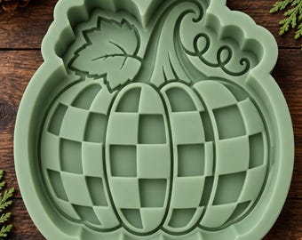 Checkered  pumpkin Silicone Mold, Halloween/Fall Freshie Mold