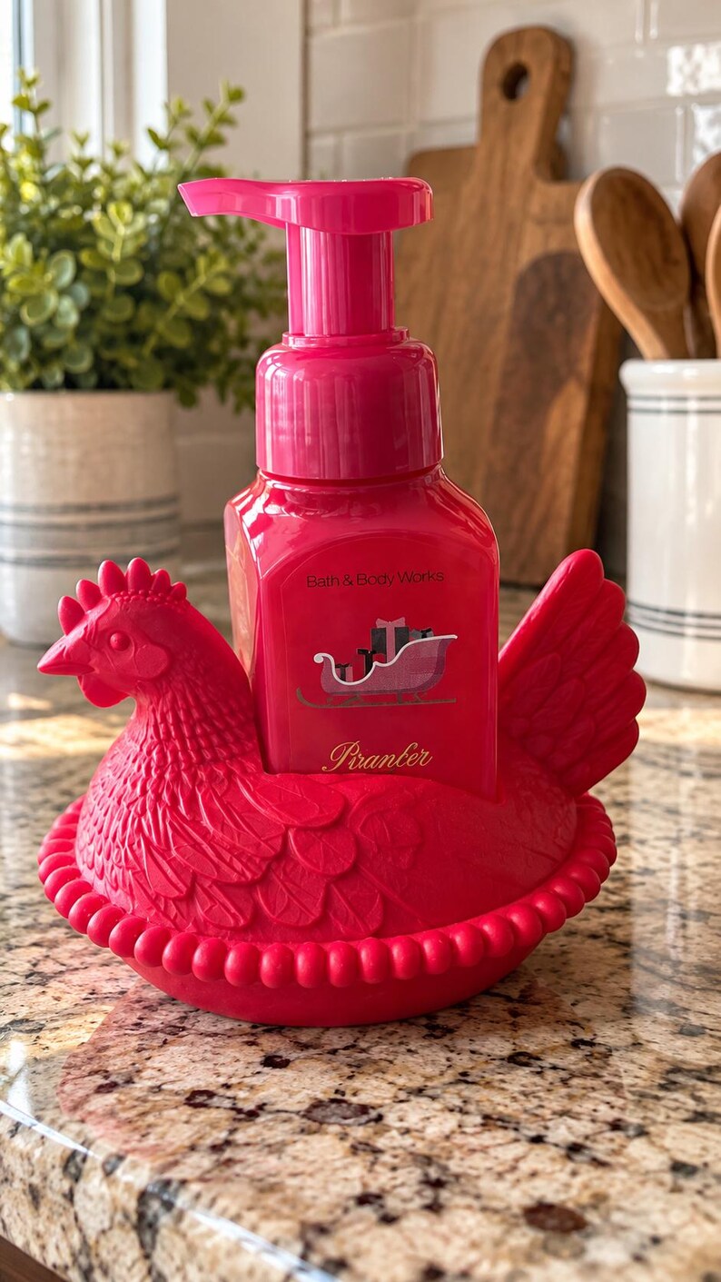 3D Printed Hen on Nest Soap Holder | Farmhouse Chicken Sink Decor image 2