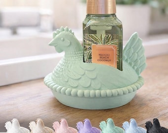 Jabonera con forma de gallina en nido impresa en 3D / Decoración de fregadero con gallina de granja